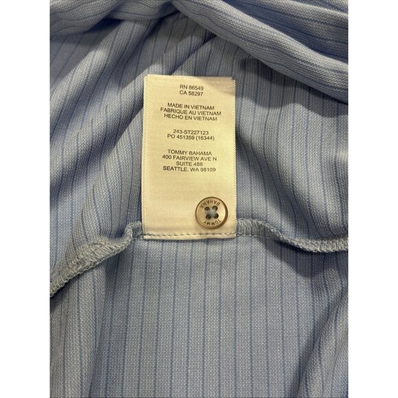 Tommy Bahama Men's Large Seabank Sky Blue Bay Stripe Performance Polo Shirt - Picture 11 of 12